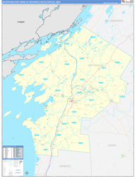 Watertown-Fort Drum Metro Area Wall Map Basic Style 2024